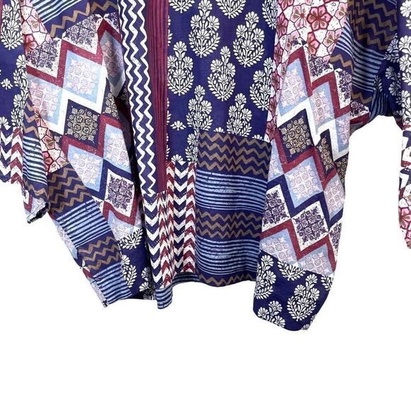 J. Jill boxy patchwork print organic cotton top blouse Size L boho lagenlook flo - Picture 4 of 8